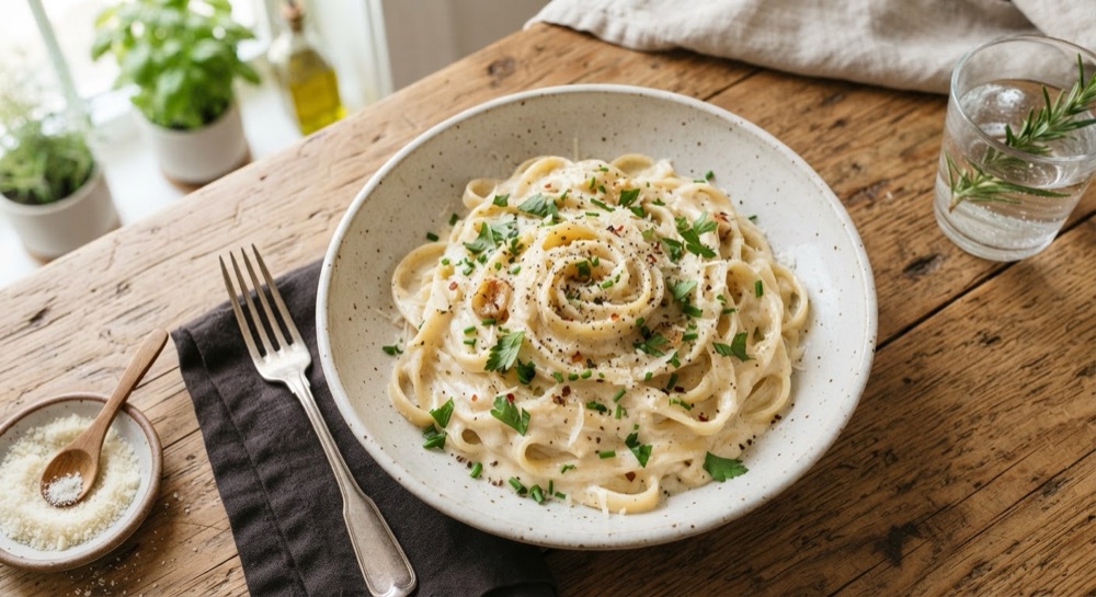 Creamy garlic pasta