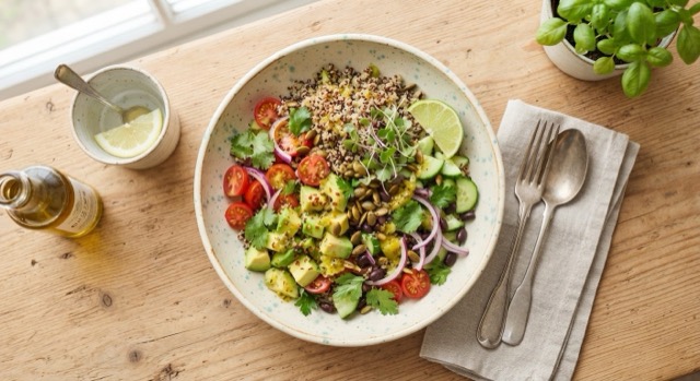 Zesty avocado quinoa bowl